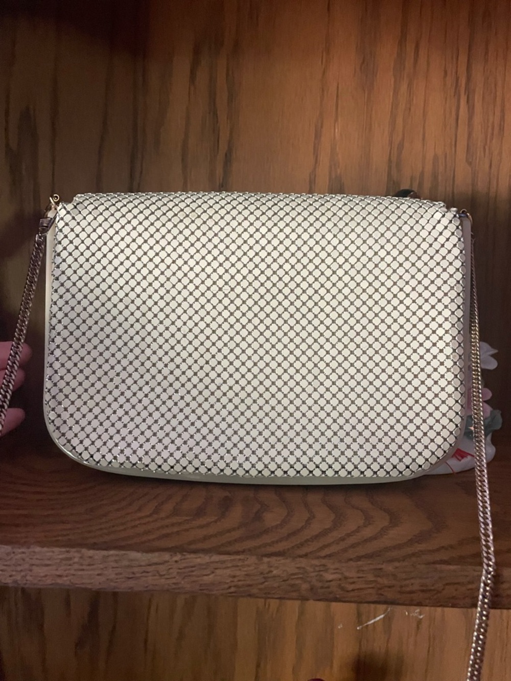 Vintage Mesh Crossbody Bag with Gold Chain Strap - Picture 3 of 6